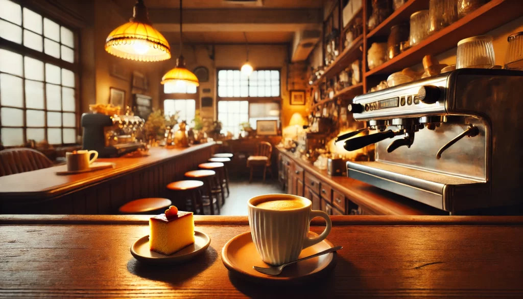 カウンター席で味わう珈琲とお菓子